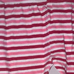 Pink red and white striped leggings